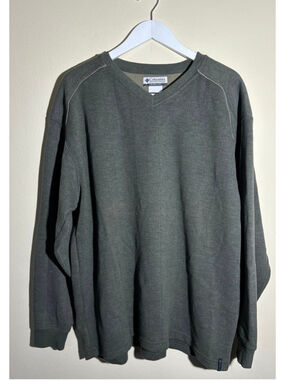 Columbia V-Neck Sweater XXL Green Grey